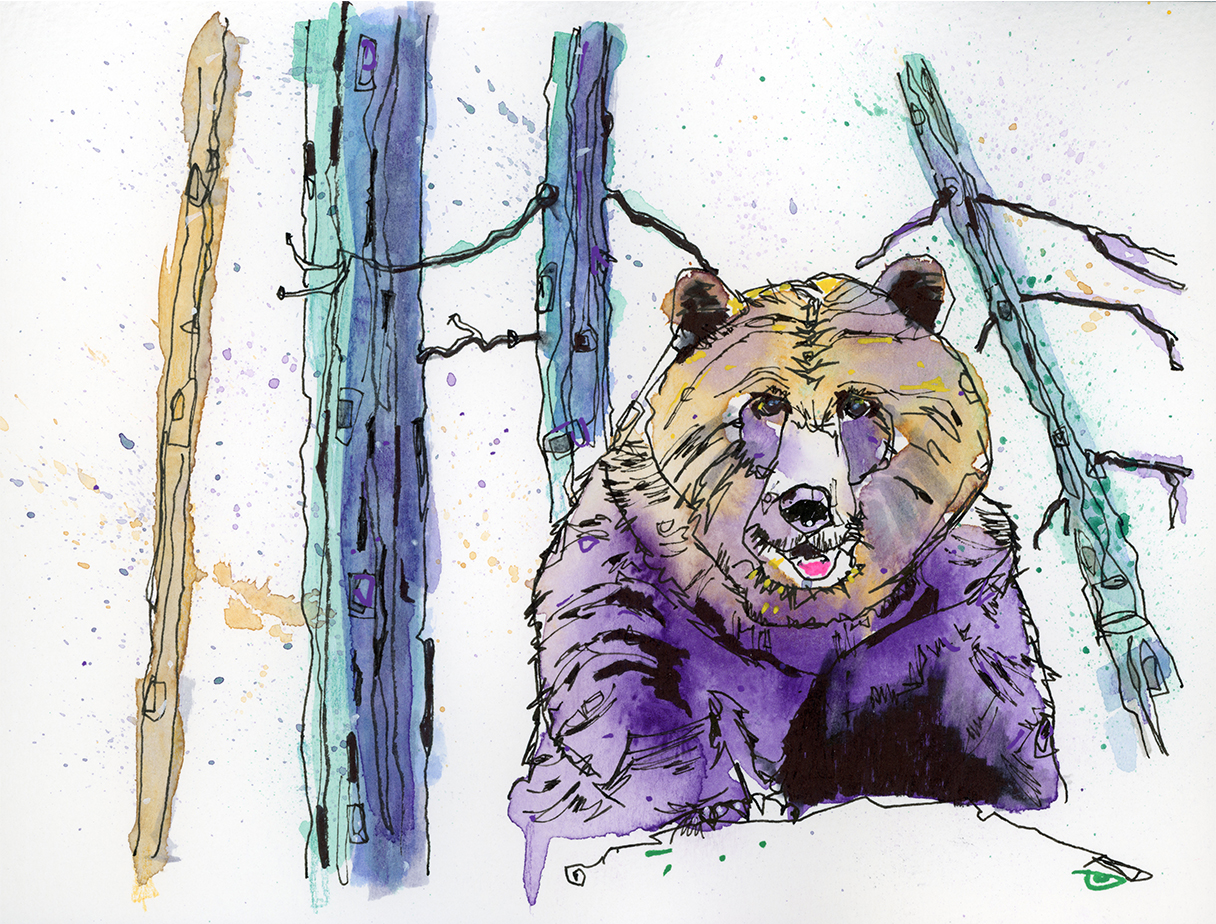 Watercolour bear art, embodying grounded strength and calm presence.