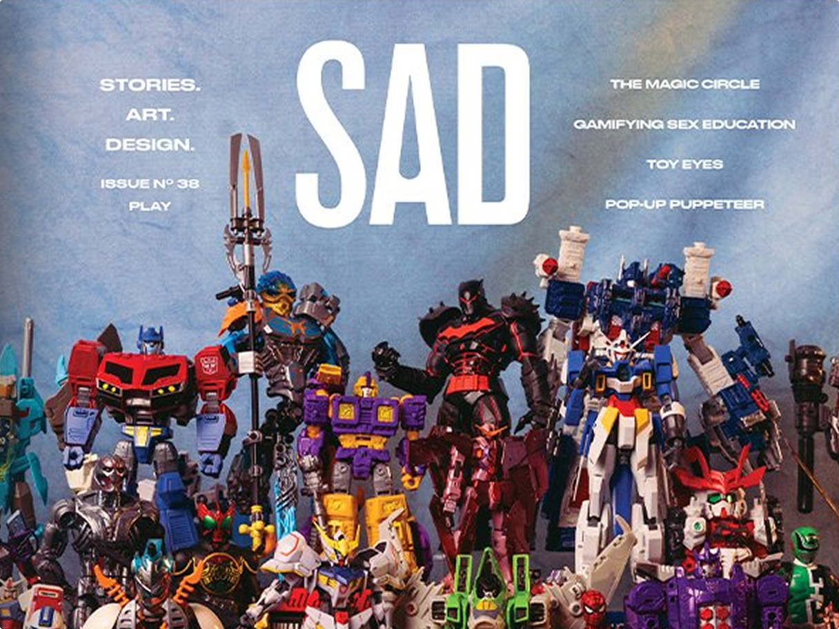 Cover of SAD Magazine issue 38 featuring illustrated figures